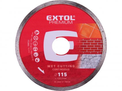 Disc de tăiere cu diamant complet circumferențial - tăiere umedă, 115 × 22,2 × 2 mm