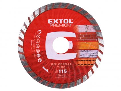 Disc de tăiere cu diamant, turbo - tăiere uscată și umedă, 115 × 22,2 × 2 mm