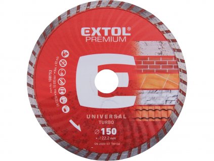 Disc de tăiere cu diamant, turbo - tăiere uscată și umedă, 150 × 22,2 × 2,3 mm