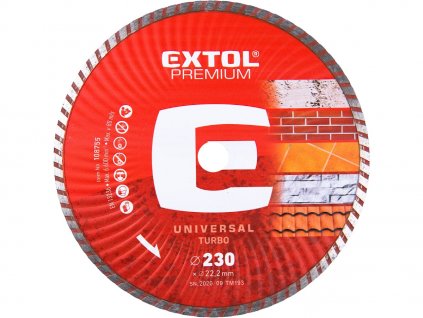 Disc de tăiere cu diamant, turbo - tăiere uscată și umedă, 230 × 22,2 × 2,8 mm
