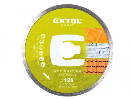 Disc de tăiere cu diamant complet circumferențial - tăiere umedă, 125 × 22,2 × 2 mm