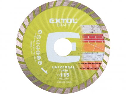 Disc de tăiere cu diamant, turbo - tăiere uscată și umedă, 115 × 22,2 × 2 mm