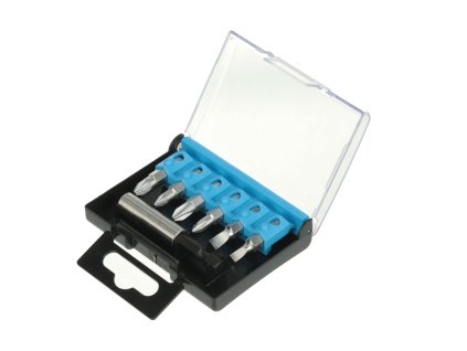 Set biți de 1/4" cu suport magnetic într-o cutie de plastic, 7 bucăți