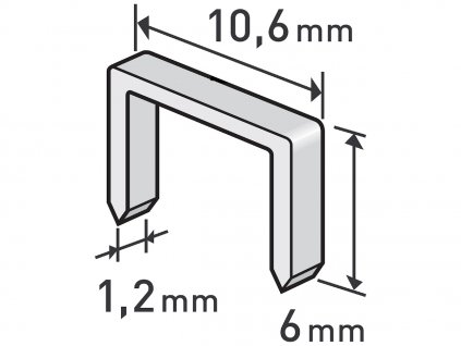 Cleme, pachet de 1000 buc, 6 mm, 10,6 × 0,52 × 1,2 mm