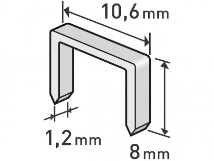 Cleme, pachet de 1000 buc, 8 mm, 10,6 × 0,52 × 1,2 mm