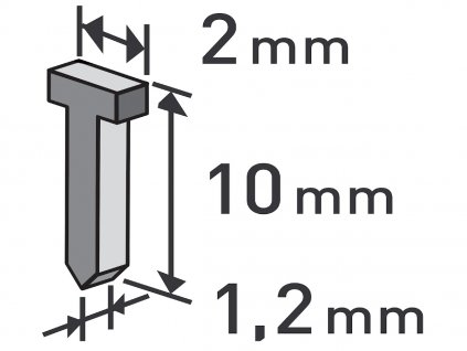 Cuie, pachet de 1000, 10 mm, 2,0 × 0,52 × 1,2 mm