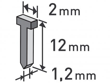 Cuie, pachet de 1000 buc, 12 mm, 2,0 × 0,52 × 1,2 mm