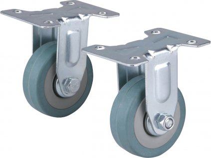 Roți fixe cu cerc de cauciuc gri, set de 2, diametru 50 mm