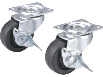 Rotile pivotante din cauciuc dur cu frana, set de 2, diametru 40 mm