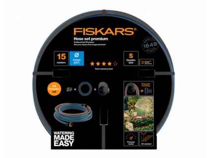 Set FURTUN FISKARS PREMIUM 13 mm 1/2 15m + suport 1027678