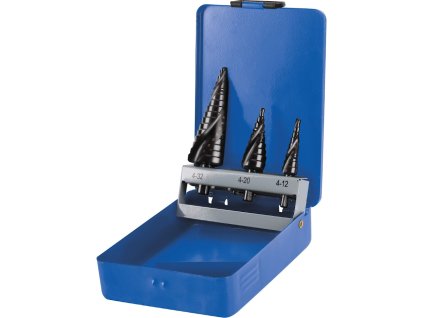 Burghie în trepte, set de 3, 4 - 12/1 mm, 4 - 20/2 mm, 4 - 32/2 mm