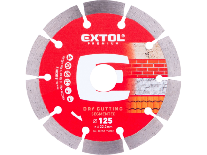 Disc de tăiere segmentat cu diamant - tăiere uscată, O 125x22.2x1.8mm, EXTOL PREMIUM