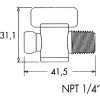 Supapă 1/4" cu filet tată NPT LOC-LINE
