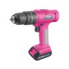 Baterie cu șurubelniță de foraj cu impact, roz, 12 V Li - ion, 2000 mAh, în carcasa sculei, set de 27 buc