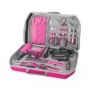 Baterie cu șurubelniță de foraj cu impact, roz, 12 V Li - ion, 2000 mAh, în carcasa sculei, set de 27 buc