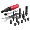 Atașament de nituire pentru burghiu T-COMBO, set pentru nuci M3 - M12 și de piață. nituri 2,4 - 6,4 mm, CrMoV