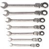 Set de chei combinate articulate cu clichet, 7 buc.