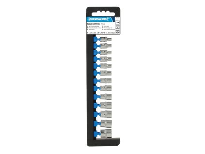 Ključ vtičnice 1/4" HEX 4 - 14 mm - 13 kom kratek Silverline