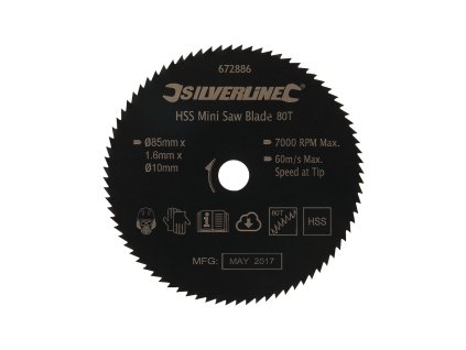 HSS rezilo za krožno žago 85 × 10 mmSrebrna črta