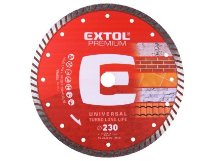 Diamantno rezilo za rezanje TURBO PLUS - suhi in mokri razrez, 230 × 22,2 × 3 mm