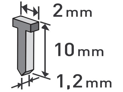 Žeblji, pakiranja velikosti 1000 kosov, 10 mm, 2,0 × 0,52 × 1,2 mm