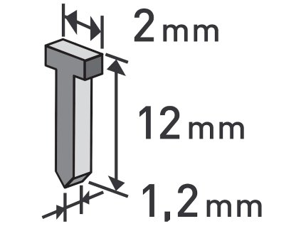 Nohti, velikost pakiranja 1000, 12 mm, 2,0 × 0,52 × 1,2 mm