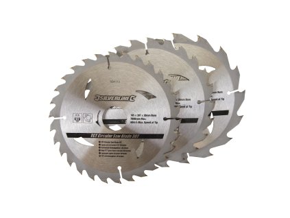 Listi za krožne žage 3 kos TCT 165 × 30/20/16/10 mm Srebrna črta