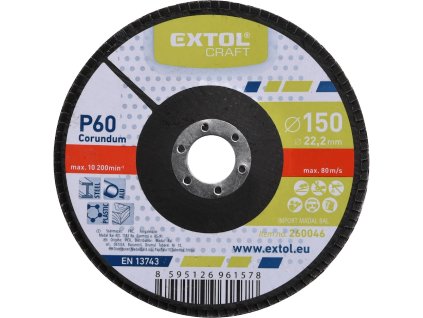 Lamelarna plošča, poševni korund, P60, 150 mm