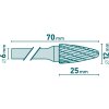 Karbidni rezalnik, okrogel lok, premera 12 × 25 mm/steblo 6 mm, dvorezen