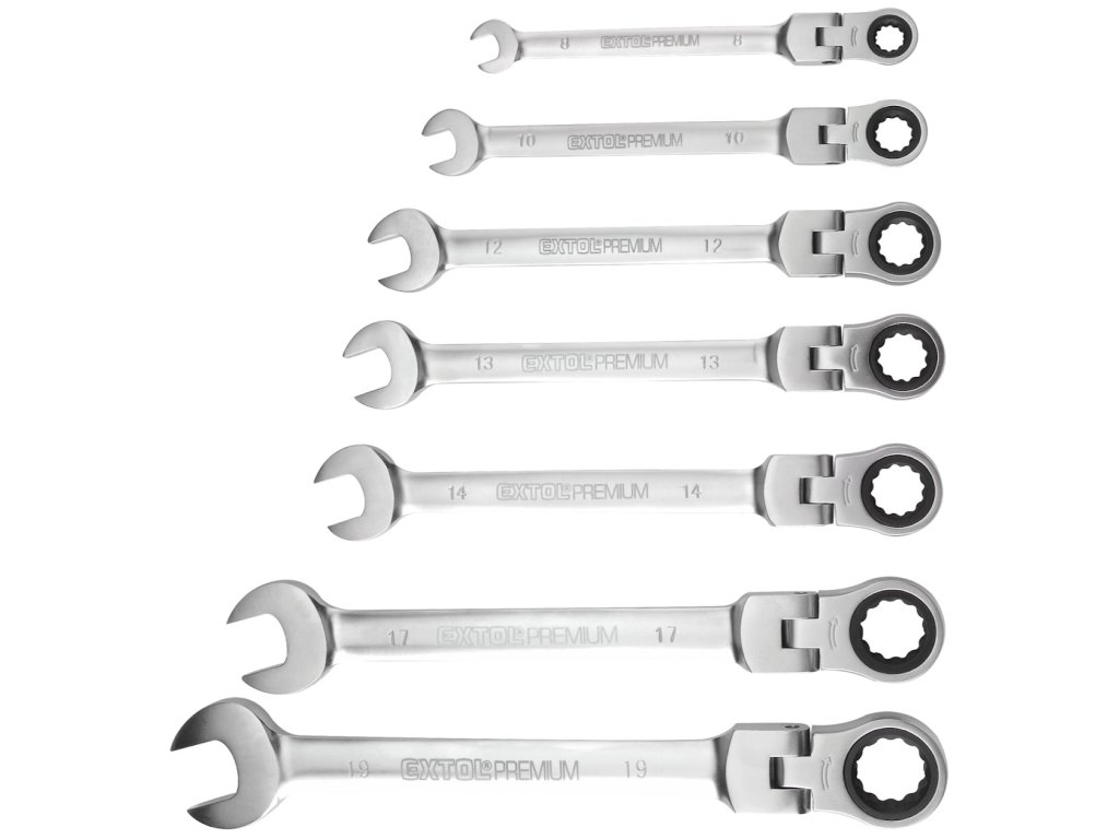 Kľúče očkoploché s kĺbom, súprava 7 ks