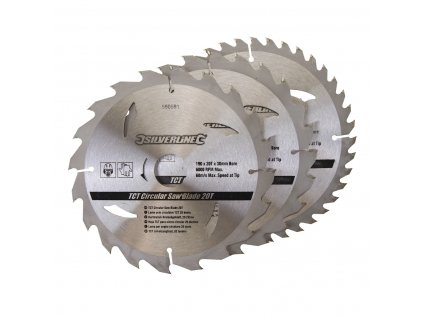 Pílové kotúče 3 ks TCT 190 × 30/25/20 mm Silverline