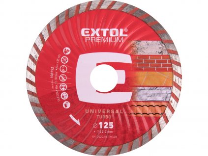 Kotúč diamantový rezný, turbo - suché aj mokré rezanie, ? 125 × 22,2 × 2 mm