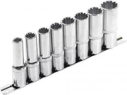 Hlavica nástrčné predĺžené, MULTI - LOCK, súprava 8 ks, 1/2", CrV