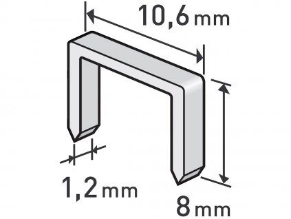 Spony, balenie 1000 ks, 8 mm, 10,6 × 0,52 × 1,2 mm