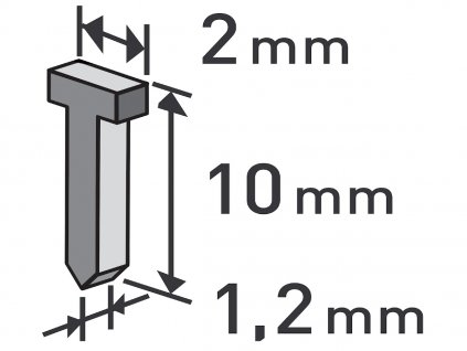Klince, balenie 1000 ks, 10 mm, 2,0 × 0,52 × 1,2 mm