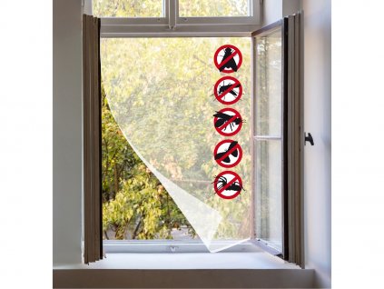 Sieť okenná proti hmyzu, 90 × 150 cm, biela, PES