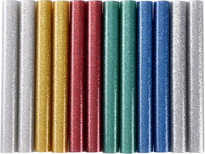 Tyčinky tavné, mix farieb s ligotom (glitter), pr.11 × 100 mm, 12 ks