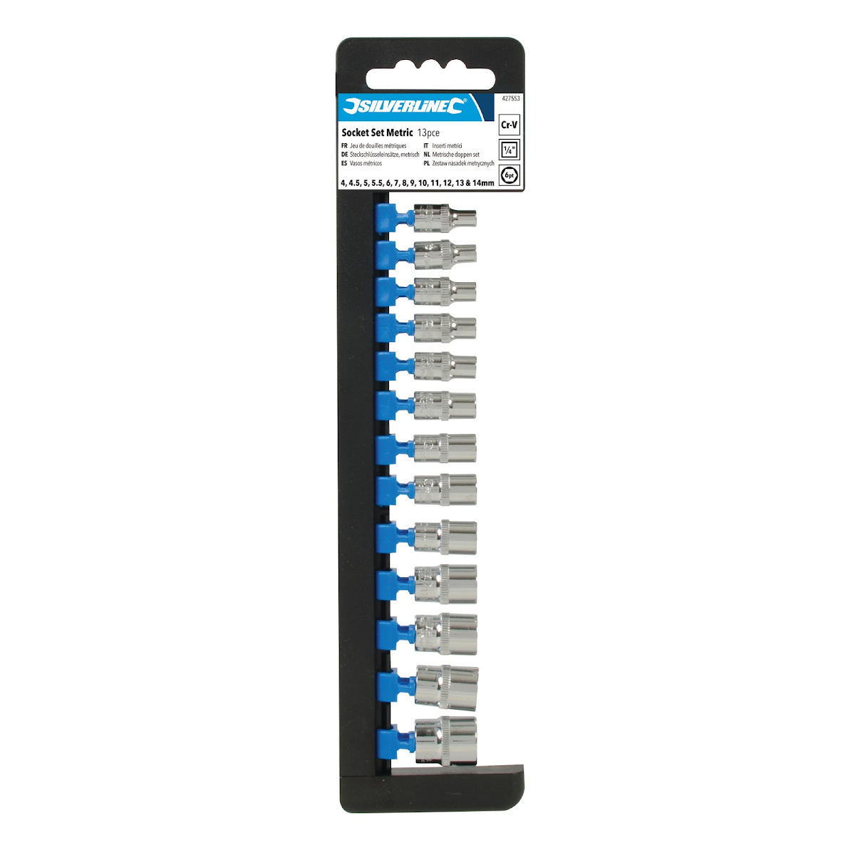 E-shop Nástrčné kľúče krátke 1/4" HEX 4 - 14 mm - 13 ks Silverline 427553