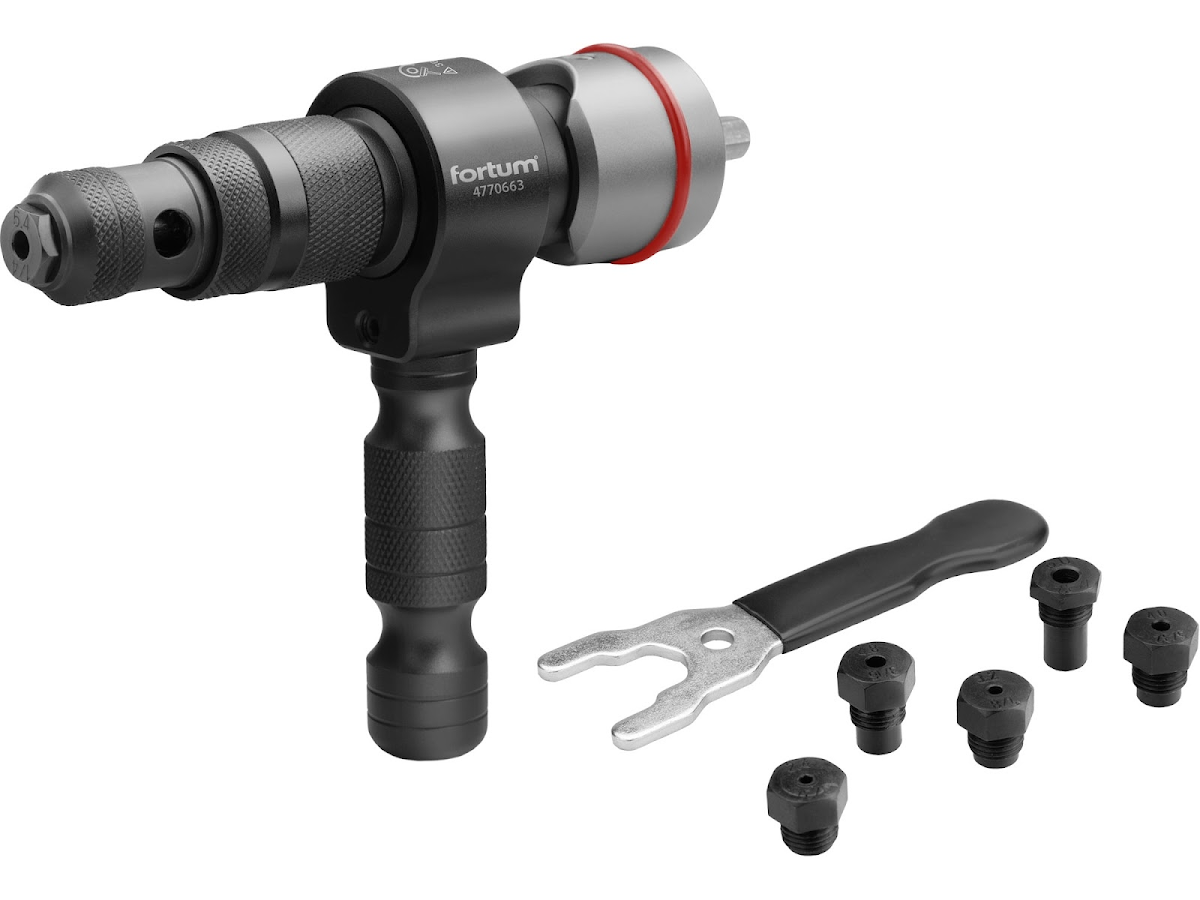 E-shop Fortum Nástavec nitovací na vŕtačku T, pre trhacie nity 2,4 - 6,4 mm, CrMoV 4770663