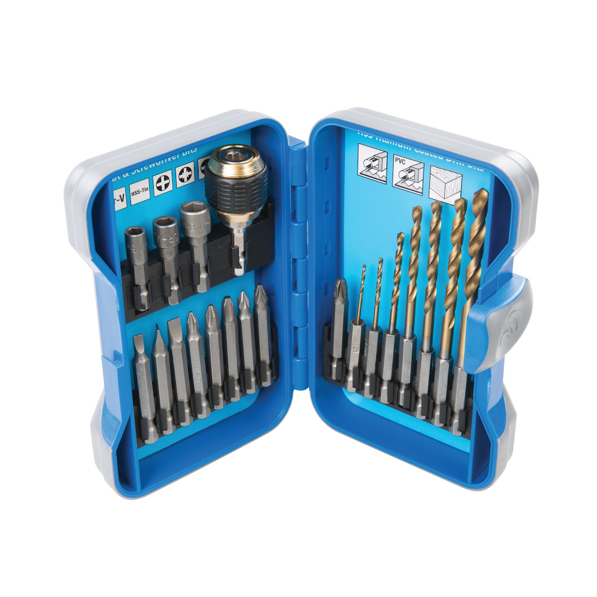 E-shop Vŕtacia a skrutkovacia súprava 1 - 8 mm - 20 ks Silverline 490828