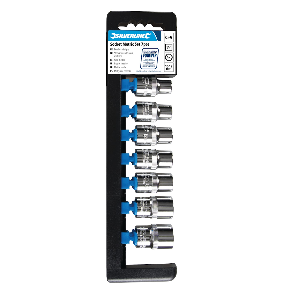 E-shop Nástrčné kľúče krátke 1/2" HEX 10 - 19 mm - 7 ks Silverline 598447