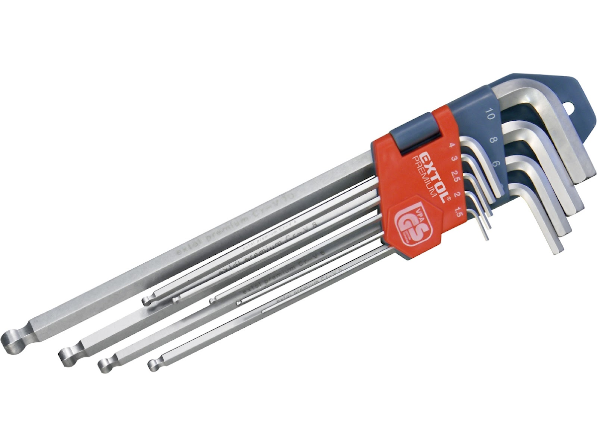 E-shop EXTOL PREMIUM L - kľúče IMBUS predĺžené, sada 9 ks, s guličkou, 1,5 - 10 mm 8819312