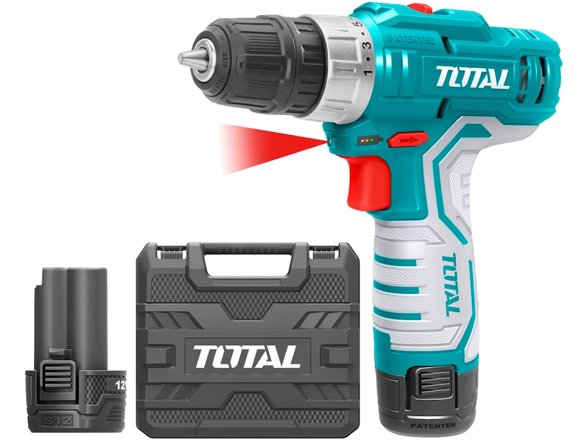 E-shop TOTAL Vrtací šroubovák AKU, 12 V Li - ion (2x), 1500 mAh TDLI1232