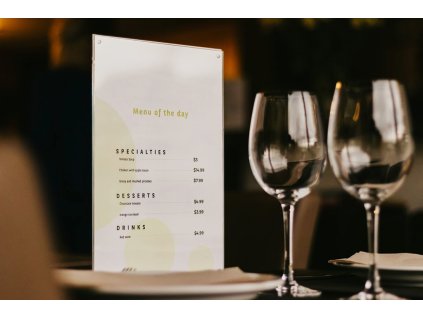 plastový menu stojánek