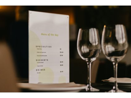 plastový menu stojanček