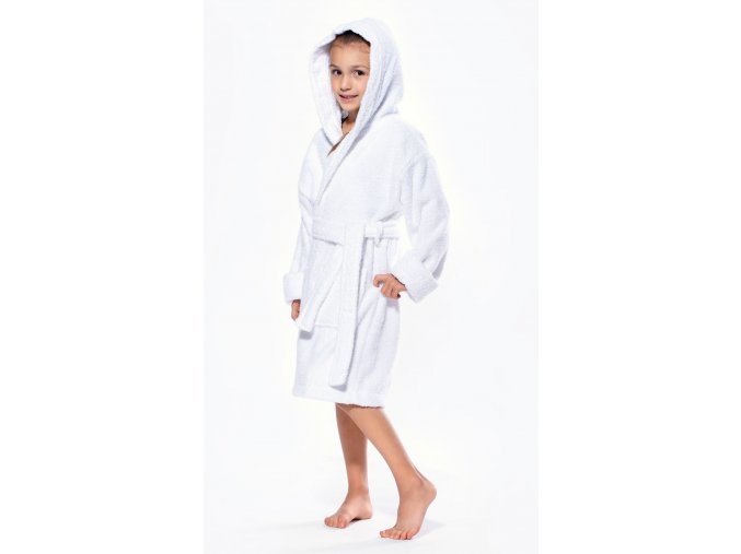 Turkish Cotton White Hooded Terry Kid's Bathrobe 1