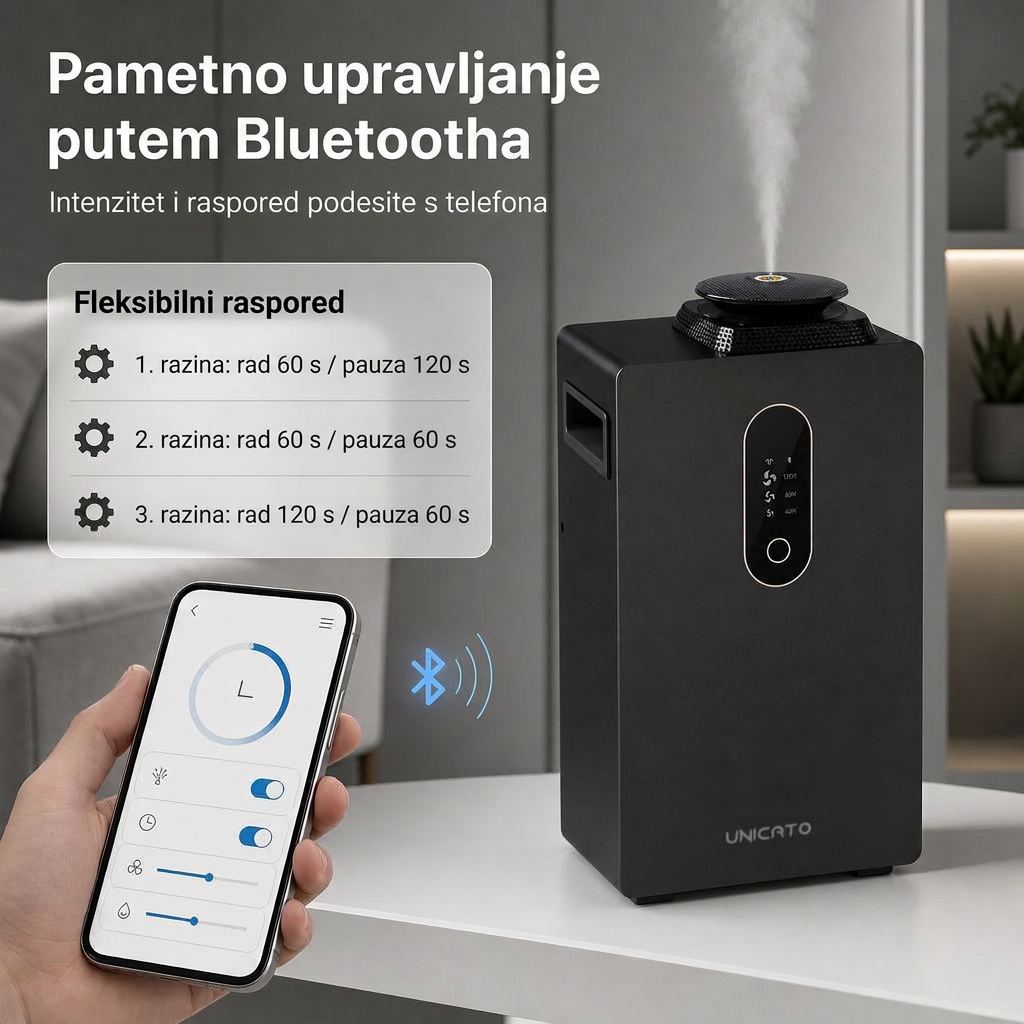 Upravljanje difuzorom Q1000-PRO putem Bluetootha i aplikacije na telefonu