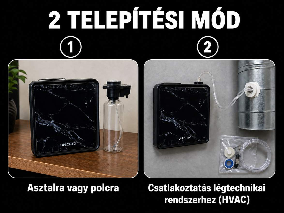 MARBLE-M asztalon vagy légtechnikai rendszerhez (HVAC) csatlakoztatva