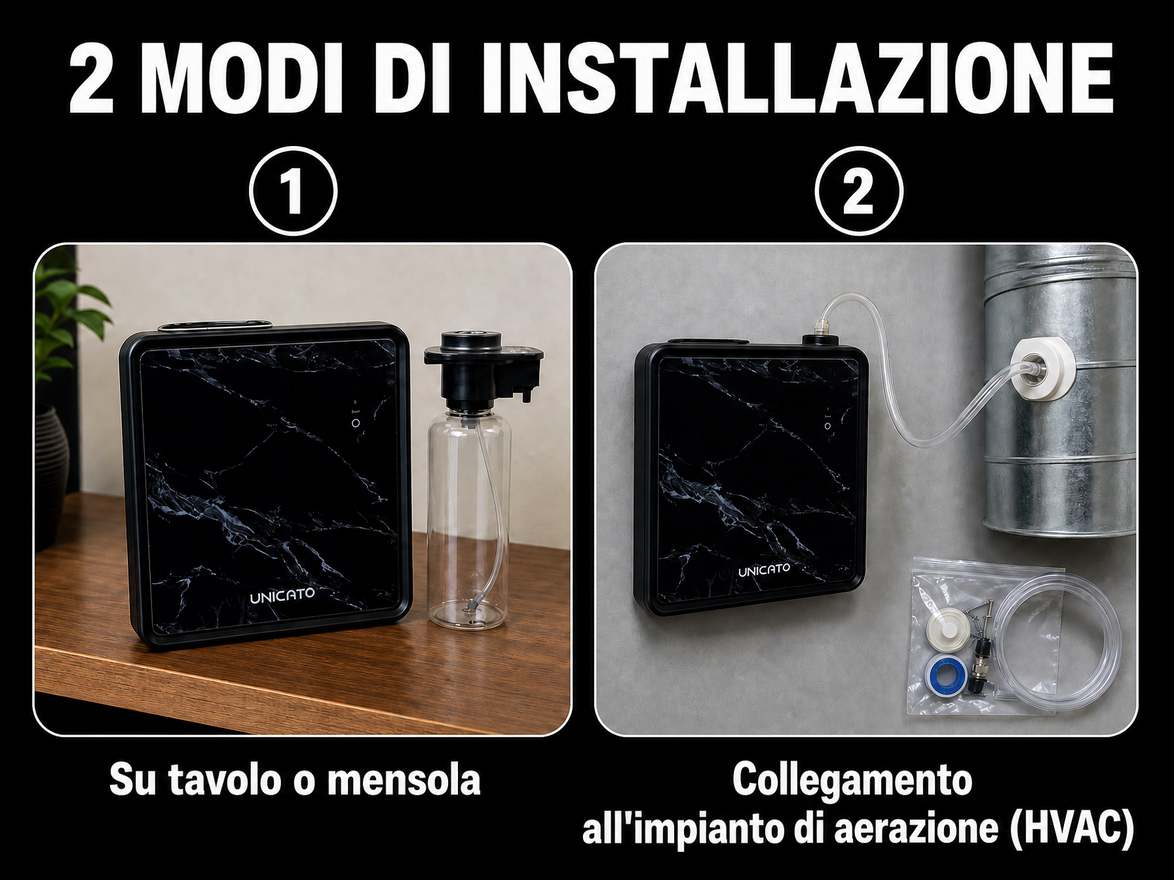 MARBLE-L sul tavolo o collegato all'impianto di ventilazione (HVAC)