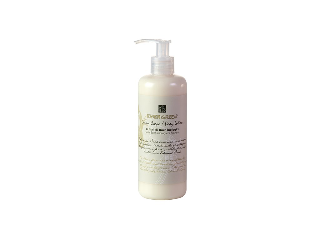 crema corpo in flacone da 300 ml della Linea Cortesia vero evergreen per hotel FederHotel ordinabile da 1 solo flacone